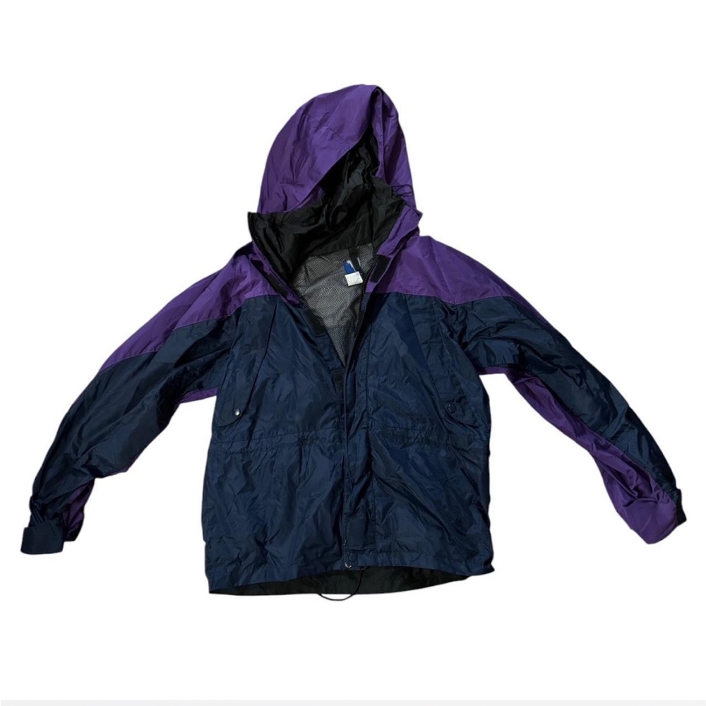 Vintage Mens Purple & Navy lightweight waterproof windbreaker jacket SIZE MENS M